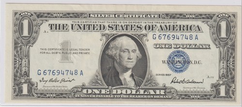 1957 silver certificate - silver, us